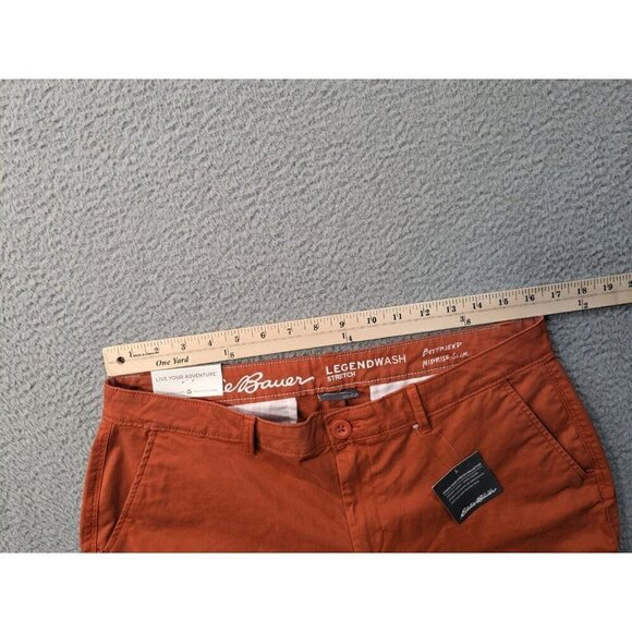 Eddie Bauer Pants 10 Petite Legend Wash Boyfriend Slim Stretch Orange - Picture 13 of 16